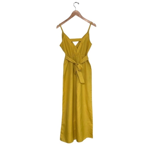 Flying Tomato‎ Jumpsuit Women's Size Small Mustard Yellow Wide Leg Sleeveless - Picture 4 of 7